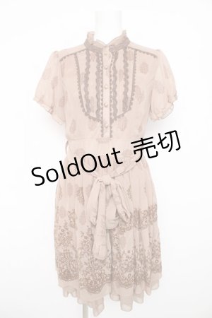 画像: axes femme / ブロッキングフロッキーワンピース M ベージュ Y-26-02-21-108-AX-OP-SZ-ZY