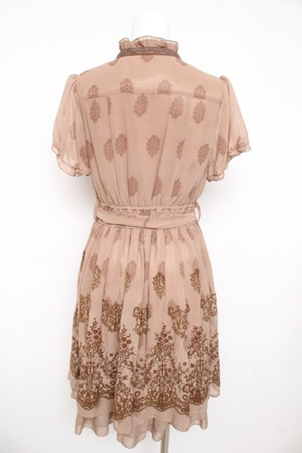 画像2: axes femme / ブロッキングフロッキーワンピース M ベージュ Y-26-02-21-108-AX-OP-SZ-ZY (2)