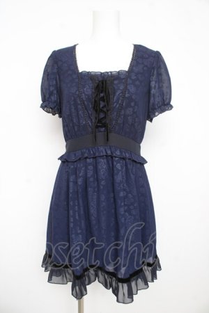 画像: axes femme / ローズジャガードワンピース M 紺 Y-26-02-21-109-AX-OP-SZ-ZY