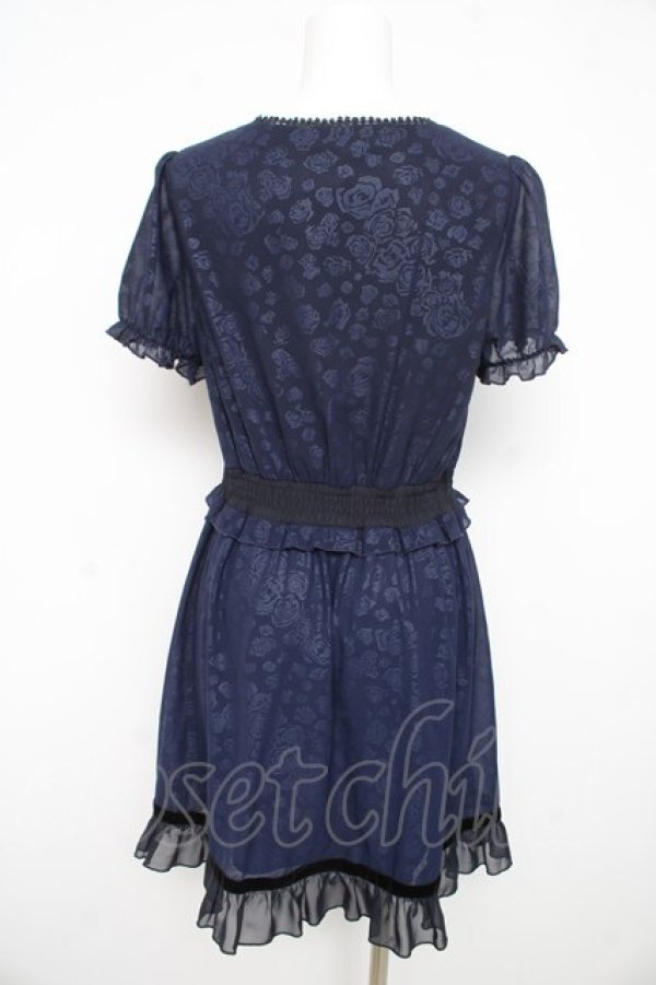 画像2: axes femme / ローズジャガードワンピース M 紺 Y-26-02-21-109-AX-OP-SZ-ZY (2)