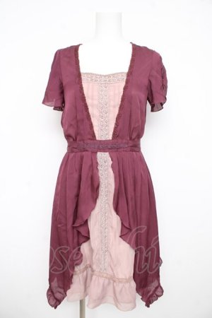 画像: axes femme / タックスリット切り替えワンピース M ワイン Y-26-02-21-110-AX-OP-SZ-ZY