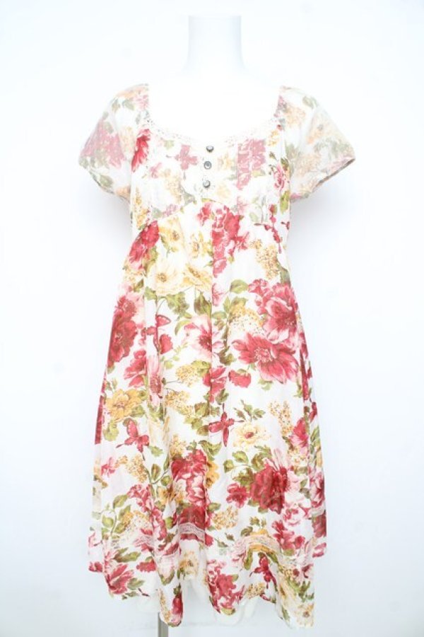 画像1: axes femme / 大花柄ミディワンピース M 生成り Y-26-02-21-111-AX-OP-SZ-ZY (1)