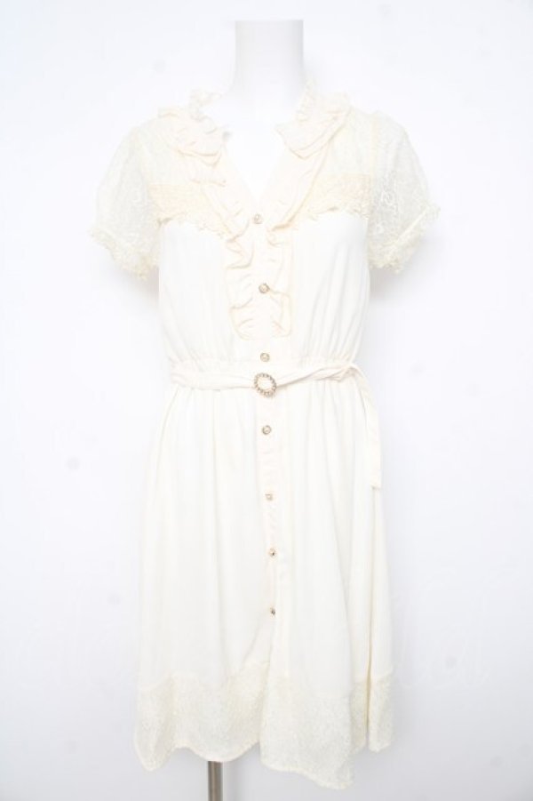 画像1: axes femme / レーシー切り替えワンピース M 生成り Y-26-02-21-113-AX-OP-SZ-ZY (1)