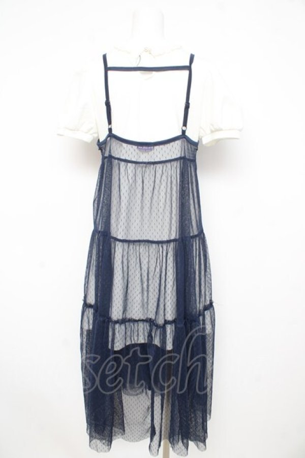 画像2: axes femme POETIQUE / チュールキャミセットワンピース  紺×白 Y-26-02-21-115-AX-OP-SZ-ZY (2)