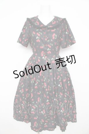 画像: axes femme / チェリーローズ柄セーラーワンピース  黒 Y-26-02-21-119-AX-OP-SZ-ZY