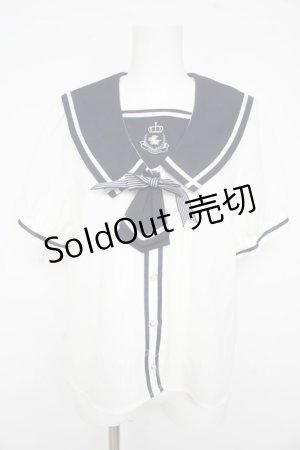 画像: Amavel / リボンエンブレムセーラーブラウス F 白 Y-26-02-21-010-CA-BL-SZ-ZI