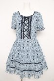 画像1: axes femme / シルエット柄レースアップワンピース M サックス Y-26-02-21-121-AX-OP-SZ-ZY (1)