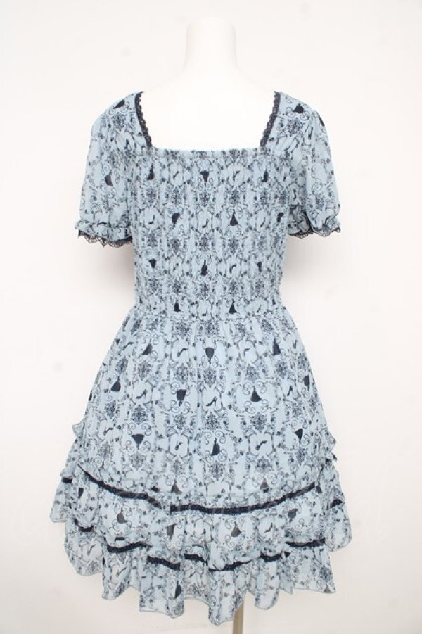 画像2: axes femme / シルエット柄レースアップワンピース M サックス Y-26-02-21-121-AX-OP-SZ-ZY (2)