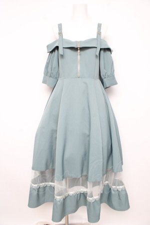 画像: axes femme / オフショル風ストライプワンピース  グリーン Y-26-02-21-122-AX-OP-SZ-ZY