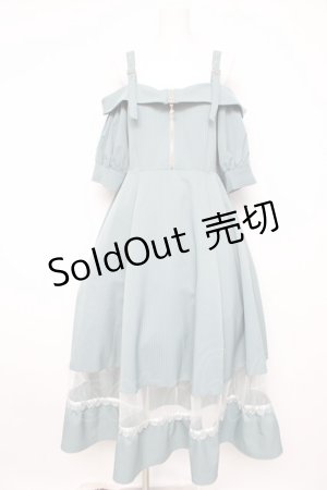 画像: axes femme / オフショル風ストライプワンピース  グリーン Y-26-02-21-122-AX-OP-SZ-ZY