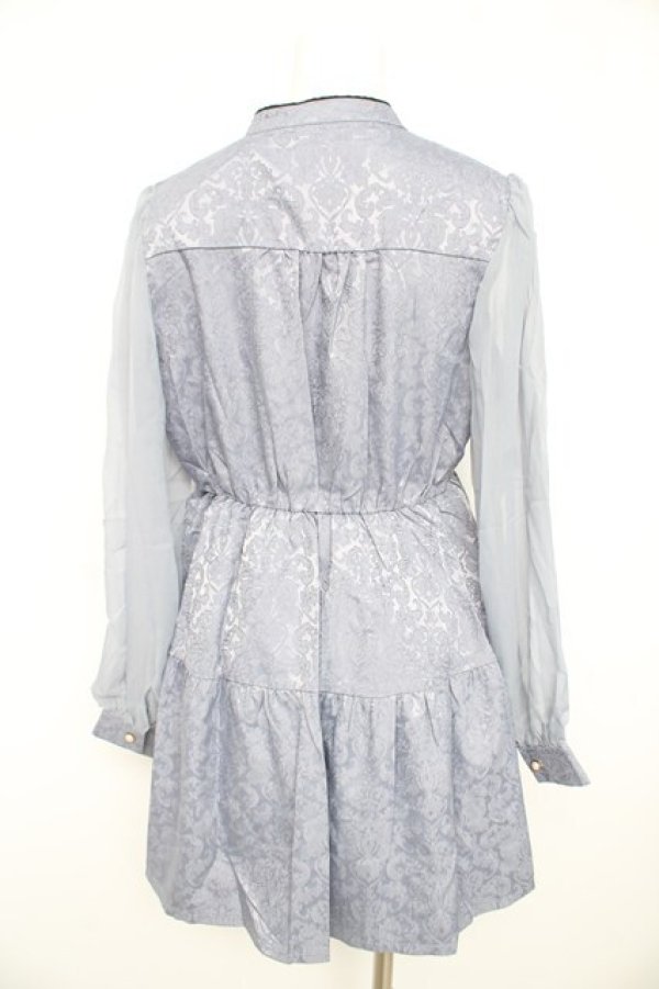 画像2: axes femme POETIQUE / チャイナティアードミニワンピース  グレー Y-26-02-21-123-AX-OP-SZ-ZY (2)