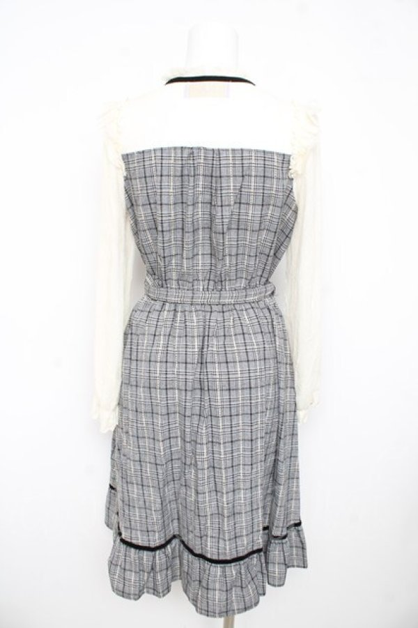 画像2: axes femme kawaii / ビスチェ切替チェック柄ワンピース M グレー Y-26-02-21-124-AX-OP-SZ-ZY (2)