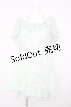 画像: axes femme kawaii / シャドーボーダーオフショルワンピース M ミント Y-26-02-21-127-AX-OP-SZ-ZY