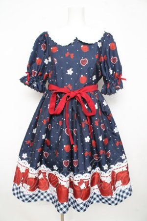 画像: Chalmiere / スウィーティアップルワンピース  ネイビー Y-26-02-21-128-LO-OP-SZ-ZY