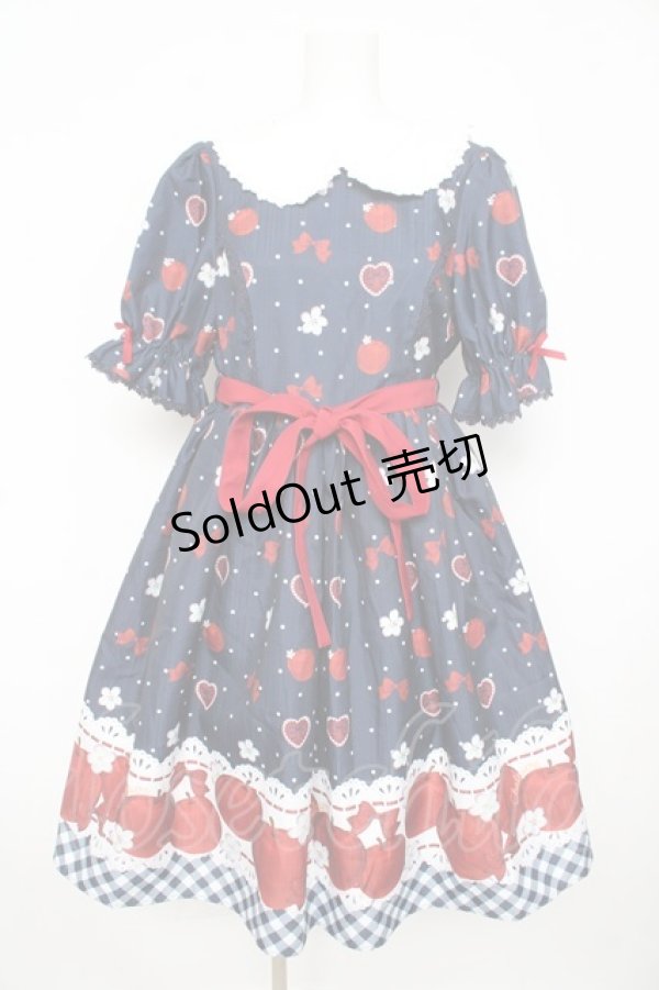 画像1: Chalmiere / スウィーティアップルワンピース  ネイビー Y-26-02-21-128-LO-OP-SZ-ZY (1)