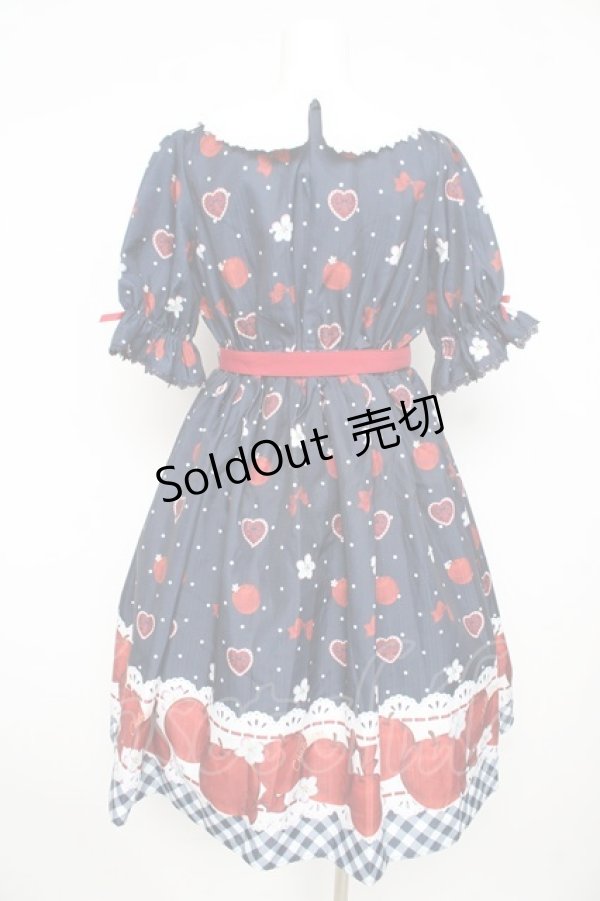 画像2: Chalmiere / スウィーティアップルワンピース  ネイビー Y-26-02-21-128-LO-OP-SZ-ZY (2)