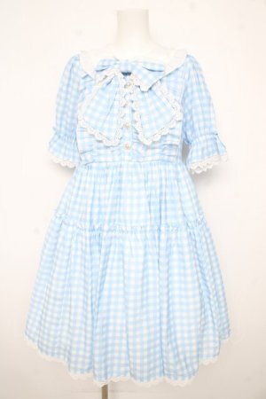 画像: axes femme kawaii / ギンガムチェック柄ワンピース M サックス Y-26-02-21-129-AX-OP-SZ-ZY
