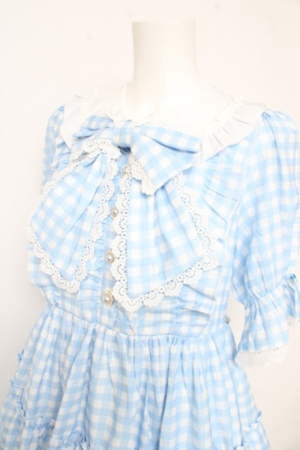 画像3: axes femme kawaii / ギンガムチェック柄ワンピース M サックス Y-26-02-21-129-AX-OP-SZ-ZY (3)