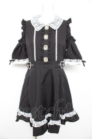 画像: DearMyLove / キラキラビジューオフショルフリルワンピース M 黒 Y-26-02-21-135-EL-OP-SZ-ZY