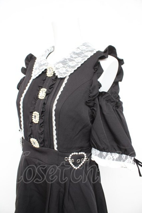 画像3: DearMyLove / キラキラビジューオフショルフリルワンピース M 黒 Y-26-02-21-135-EL-OP-SZ-ZY (3)