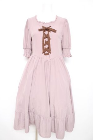 画像: m petit by misako / AMレースアップワンピース M 中桃 Y-26-02-21-137-LO-OP-SZ-ZY