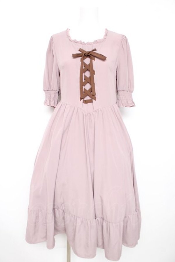 画像1: m petit by misako / AMレースアップワンピース M 中桃 Y-26-02-21-137-LO-OP-SZ-ZY (1)