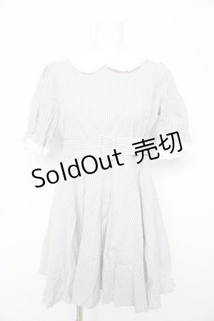 画像: evelyn / コットンレースギンガムワンピース  グレー Y-26-02-21-141-LO-OP-SZ-ZS