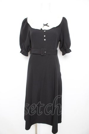 画像: DearMyLoveRose / フリル襟ガーリーフレアワンピース M 黒 Y-26-02-21-144-EL-OP-SZ-ZY