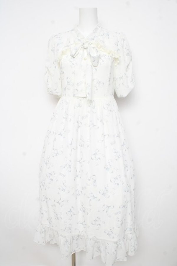 画像1: DearMyLove / 上品胸開きフリルワンピース M 白 Y-26-02-21-145-EL-OP-SZ-ZY (1)