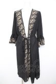 画像1: axes femme / 刺繍入りロングガウンカーディガン M 黒 Y-26-02-21-151-AX-OP-SZ-ZY (1)