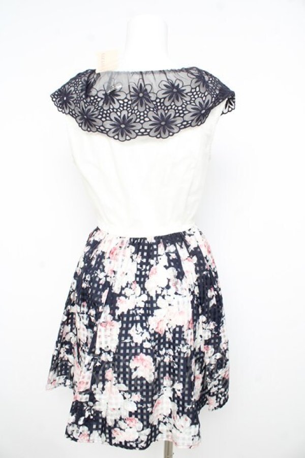 画像2: LIZ LISA / シースルーギンガムノースリーブワンピース 0 紺 Y-26-02-21-152-LO-OP-SZ-ZY (2)