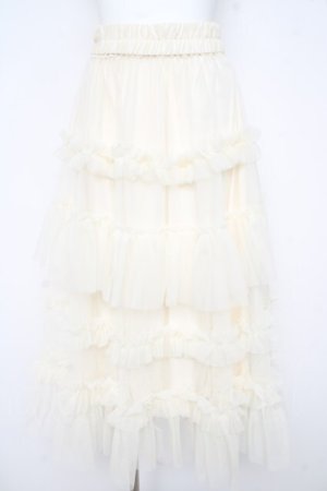 画像: axes femme / フリルチュールティアードスカート F 生成り Y-26-02-21-155-AX-SK-SZ-ZY