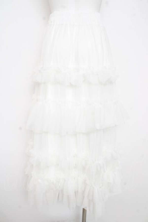 画像2: axes femme / フリルチュールティアードスカート F 白 Y-26-02-21-156-AX-SK-SZ-ZY (2)
