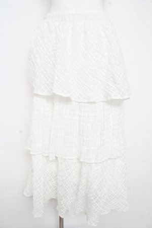 画像: merry jenny / checkシアーテイアードスカート F 白 Y-26-02-21-157-LO-SK-SZ-ZY