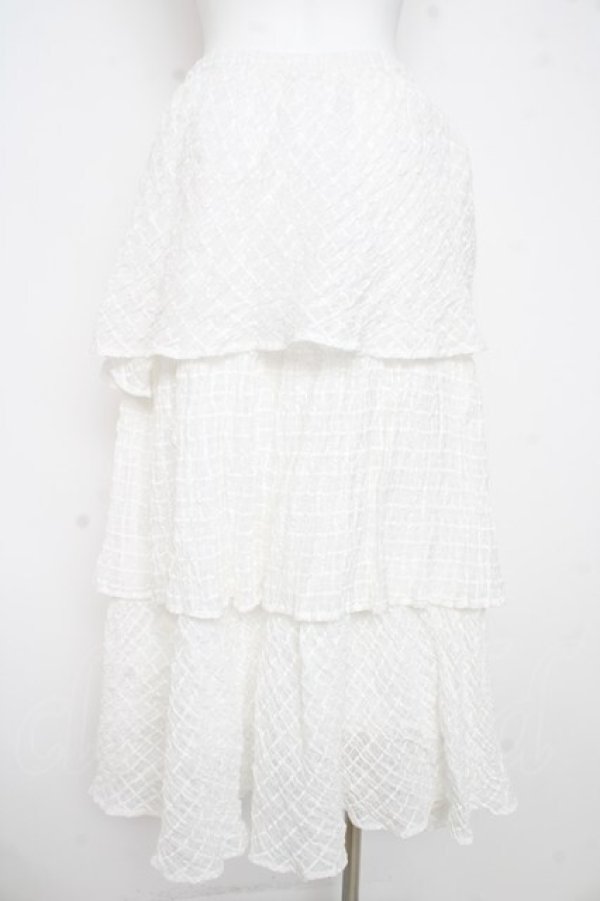 画像2: merry jenny / checkシアーテイアードスカート F 白 Y-26-02-21-157-LO-SK-SZ-ZY (2)