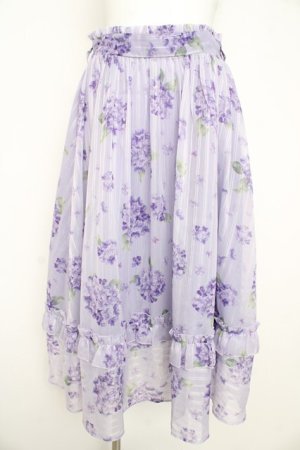 画像: axes femme / 紫陽花柄シアーストライプスカート  ラベンダー Y-26-02-21-158-AX-SK-SZ-ZY