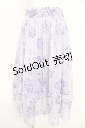 画像: axes femme / 紫陽花柄シアーストライプスカート  ラベンダー Y-26-02-21-158-AX-SK-SZ-ZY