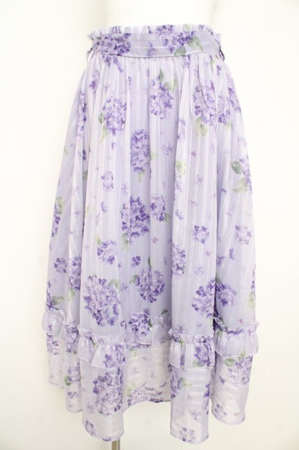 画像1: axes femme / 紫陽花柄シアーストライプスカート  ラベンダー Y-26-02-21-158-AX-SK-SZ-ZY (1)