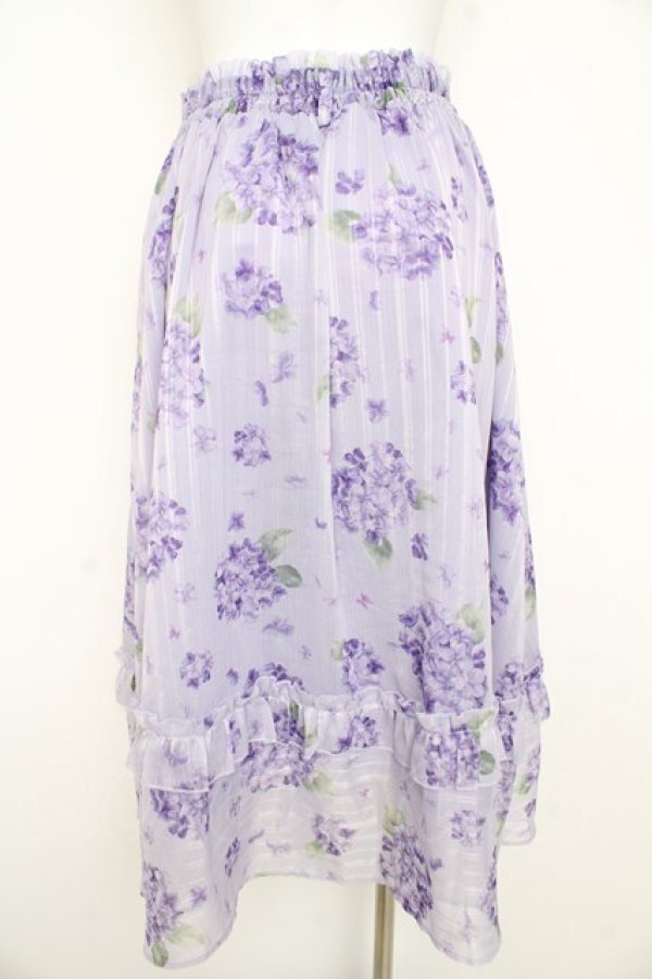 画像2: axes femme / 紫陽花柄シアーストライプスカート  ラベンダー Y-26-02-21-158-AX-SK-SZ-ZY (2)