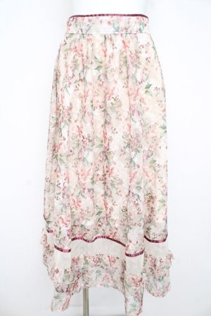 画像: axes femme / フラワープリントスカート  ピンク Y-26-02-21-161-AX-SK-SZ-ZY