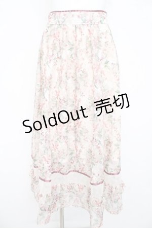 画像: axes femme / フラワープリントスカート  ピンク Y-26-02-21-161-AX-SK-SZ-ZY