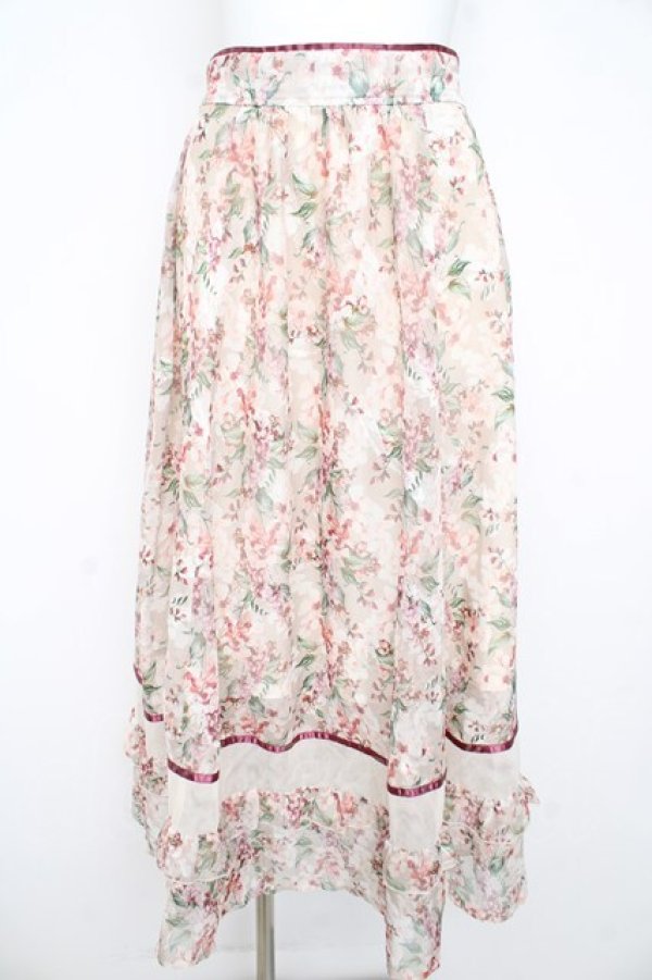 画像1: axes femme / フラワープリントスカート  ピンク Y-26-02-21-161-AX-SK-SZ-ZY (1)