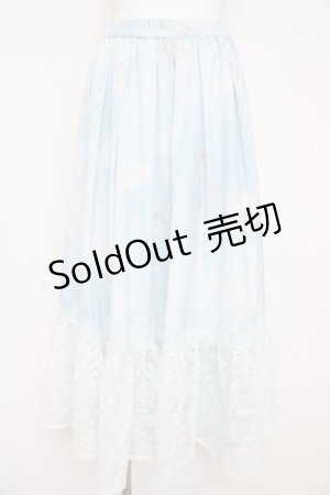 画像: axes femme / メールエシエルプリントスカート  サックス Y-26-02-21-163-AX-SK-SZ-ZY