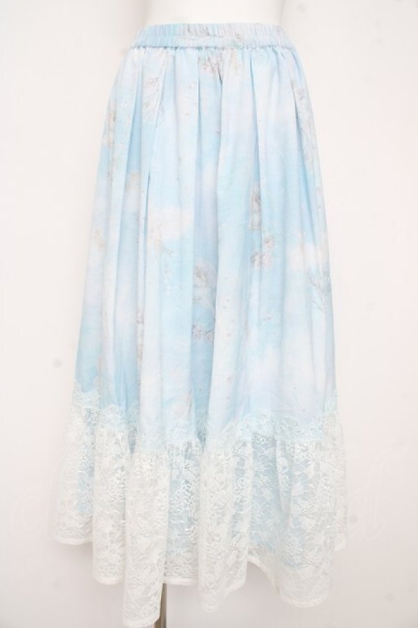 画像1: axes femme / メールエシエルプリントスカート  サックス Y-26-02-21-163-AX-SK-SZ-ZY (1)