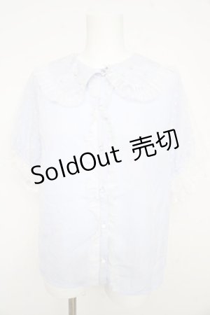 画像: axes femme kawaii / ドットチュール半袖ブラウス M サックス Y-26-02-21-014-AX-BL-SZ-ZY