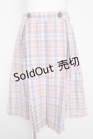 画像: Fi.n.t / パステルチェックプリーツスカート F ピンク×サックス Y-26-02-21-172-CA-SK-SZ-ZI