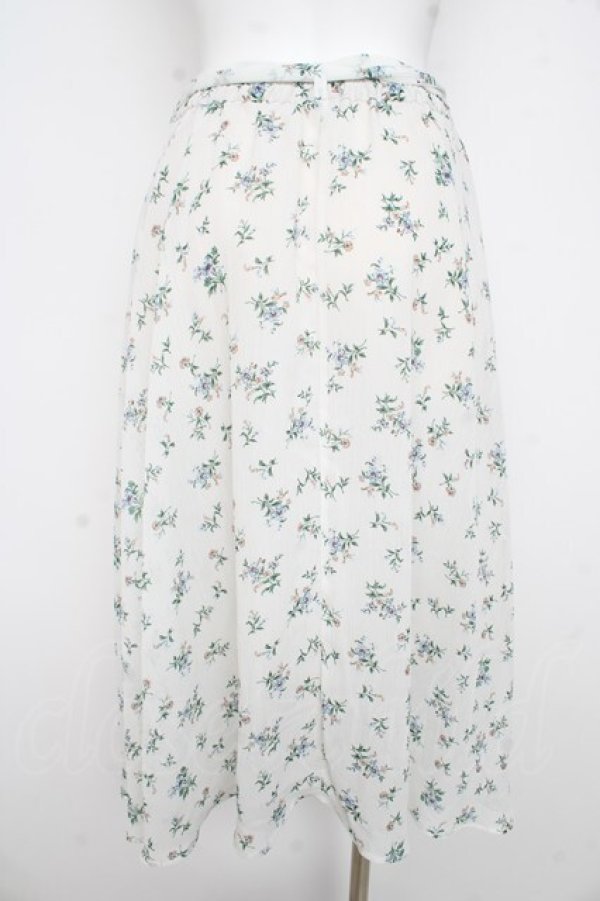 画像2: axes femme / ラッフルフリル花柄ミディスカート M 白 Y-26-02-21-173-AX-SK-SZ-ZY (2)