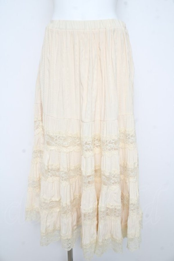 画像1: an another angelus / レース切替ティアードロングスカート F アイボリー Y-26-02-21-176-CA-SK-SZ-ZY (1)