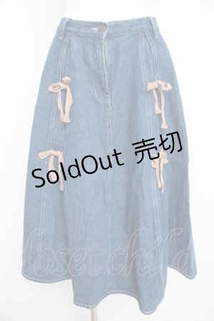 画像: merry jenny / ダブルリボンデニムスカート F ブルー Y-26-02-21-180-LO-SK-SZ-ZS