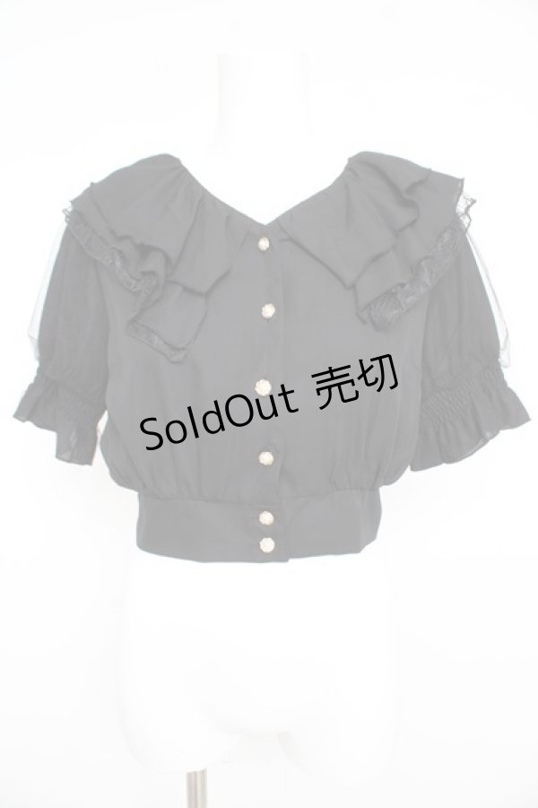 画像1: axes femme POETIQUE / フリルデザインクロップドブラウス M 黒 Y-26-02-21-016-AX-BL-SZ-ZS (1)